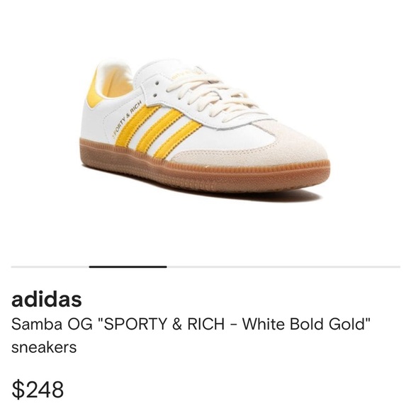 Adidas Samba OG "SPORTY & RICH - White Bold Gold" sneakers size US 6 - Picture 3 of 11